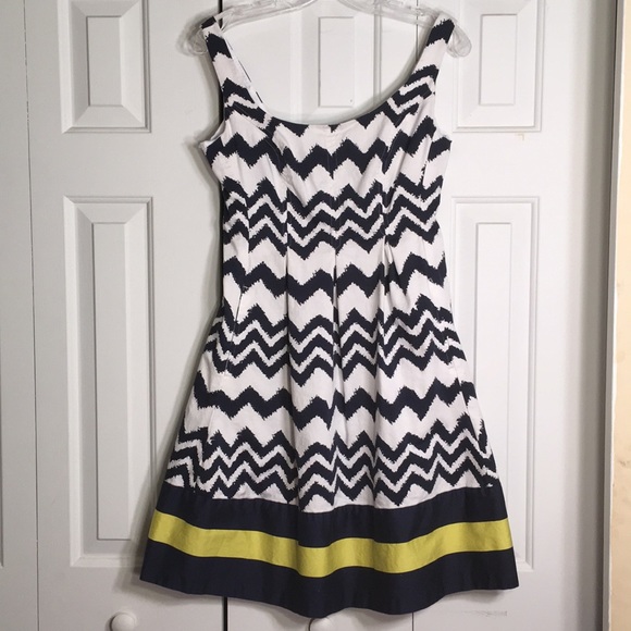Navy and White Chevron Dress - Picture 2 of 7